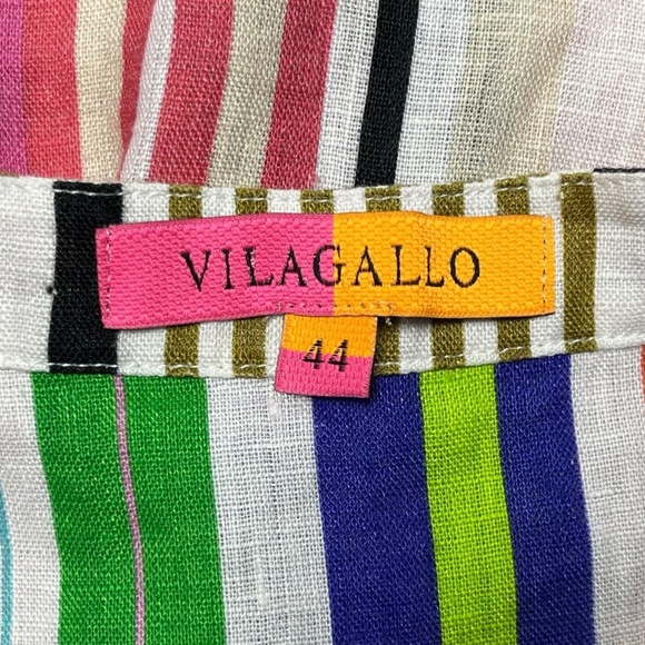 Vilagallo Linen Sleeveless Top Size Large (44) Women Multicolor Stripe Button Up - Picture 4 of 7